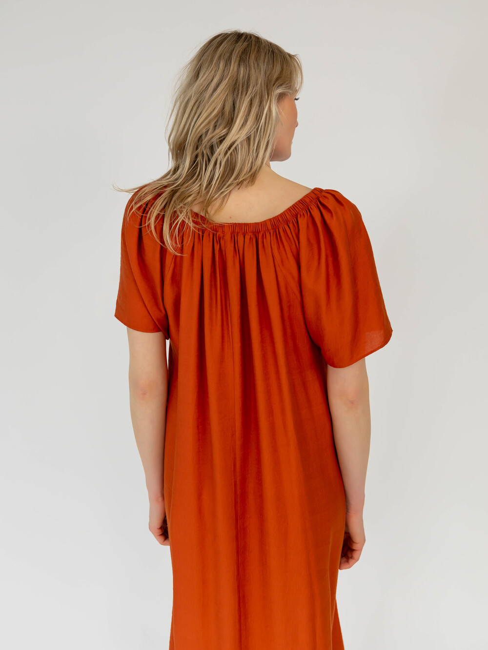 Off Shoulder Dress Burnt Orange