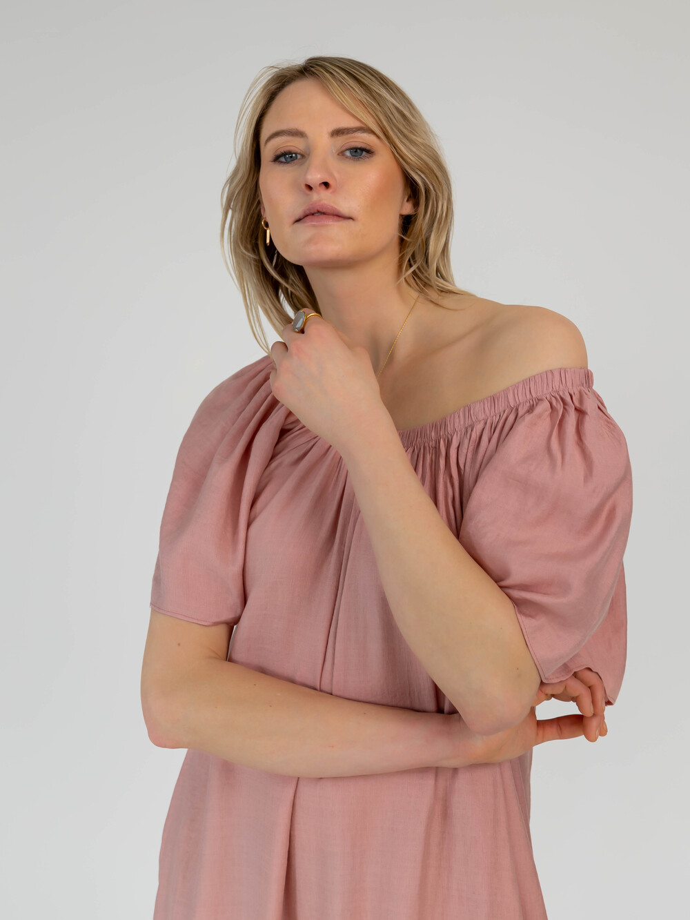 Off Shoulder Dress Dusty Pink