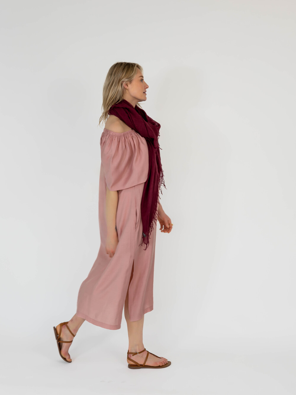 Off Shoulder Dress Dusty Pink