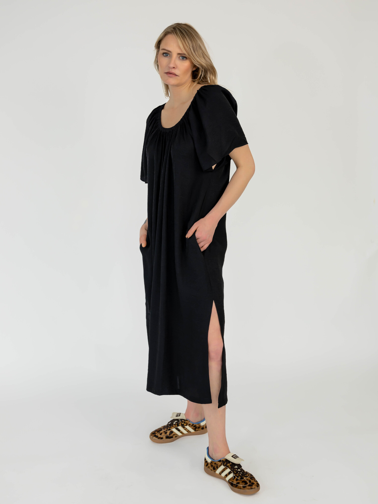 Off-Shoulder-Kleid Solid Black