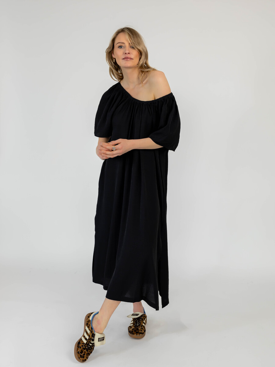Off Shoulder Dress Solid Black