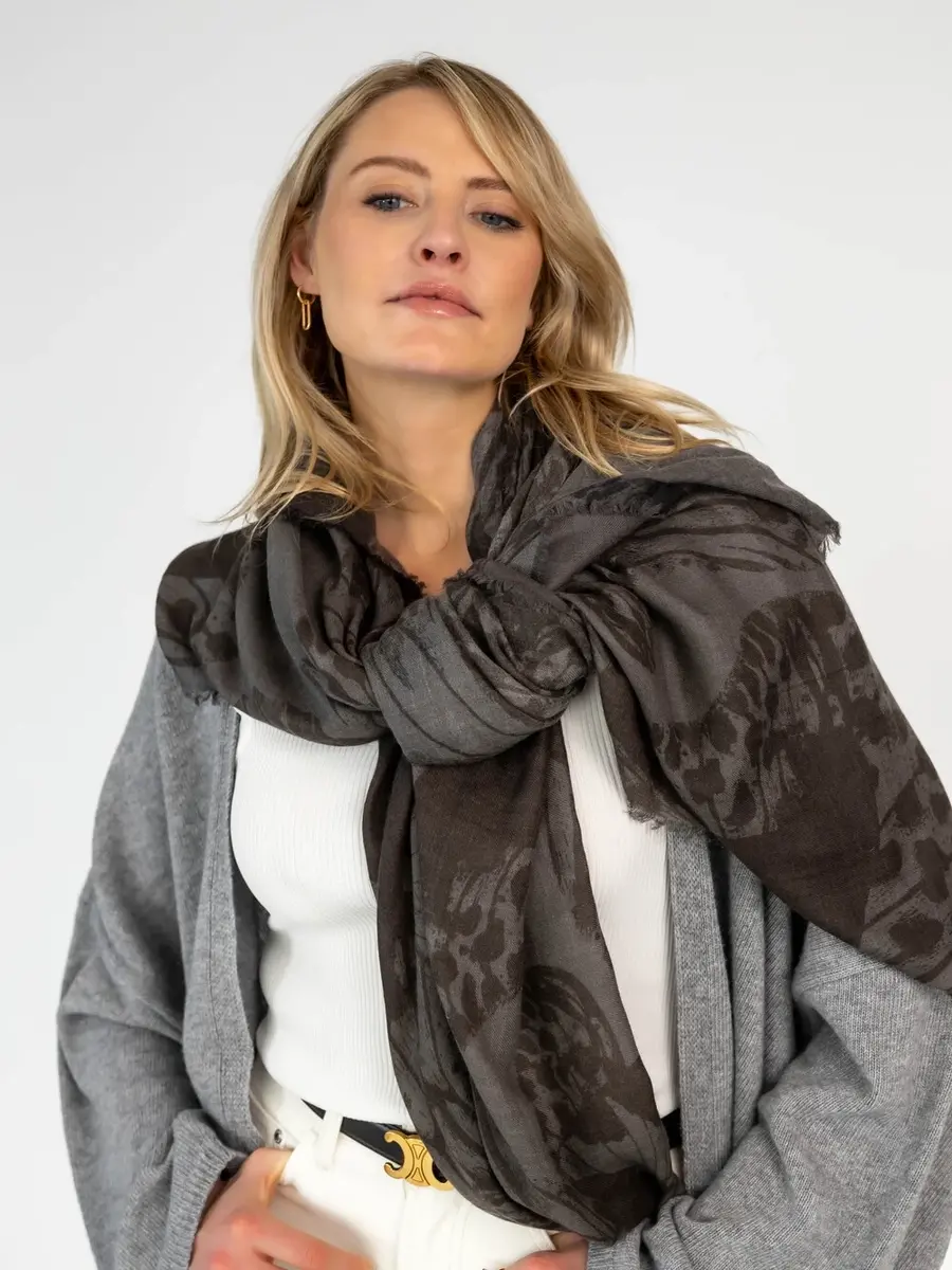 C.O.S.Y by SjaalMania Schal 100% Kaschmir Schmetterling  Neutral Grey - Solid Black