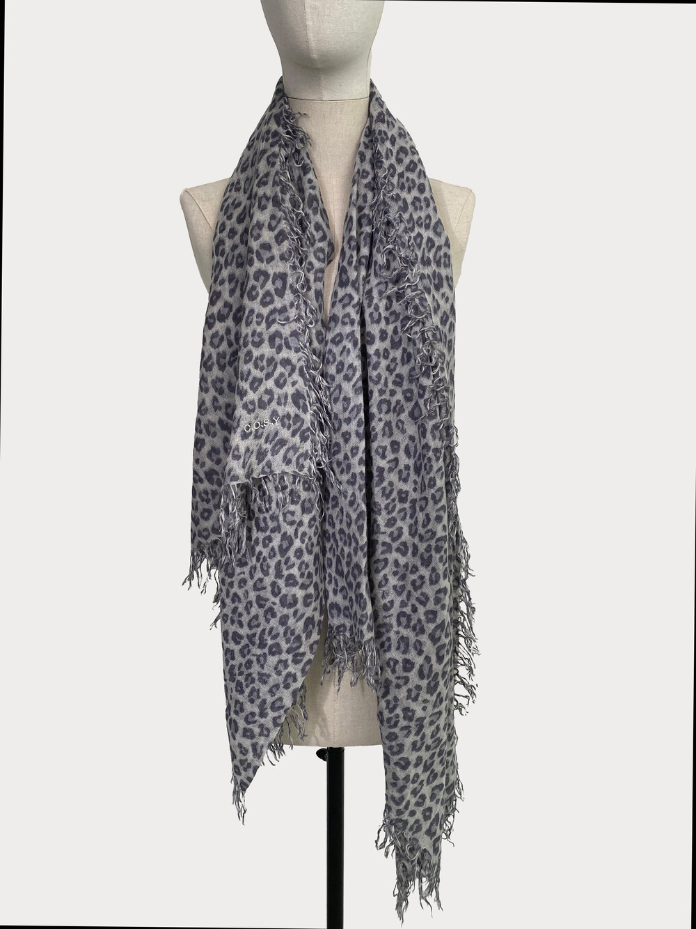 Schal Cosy Cashmy Leopard Grau