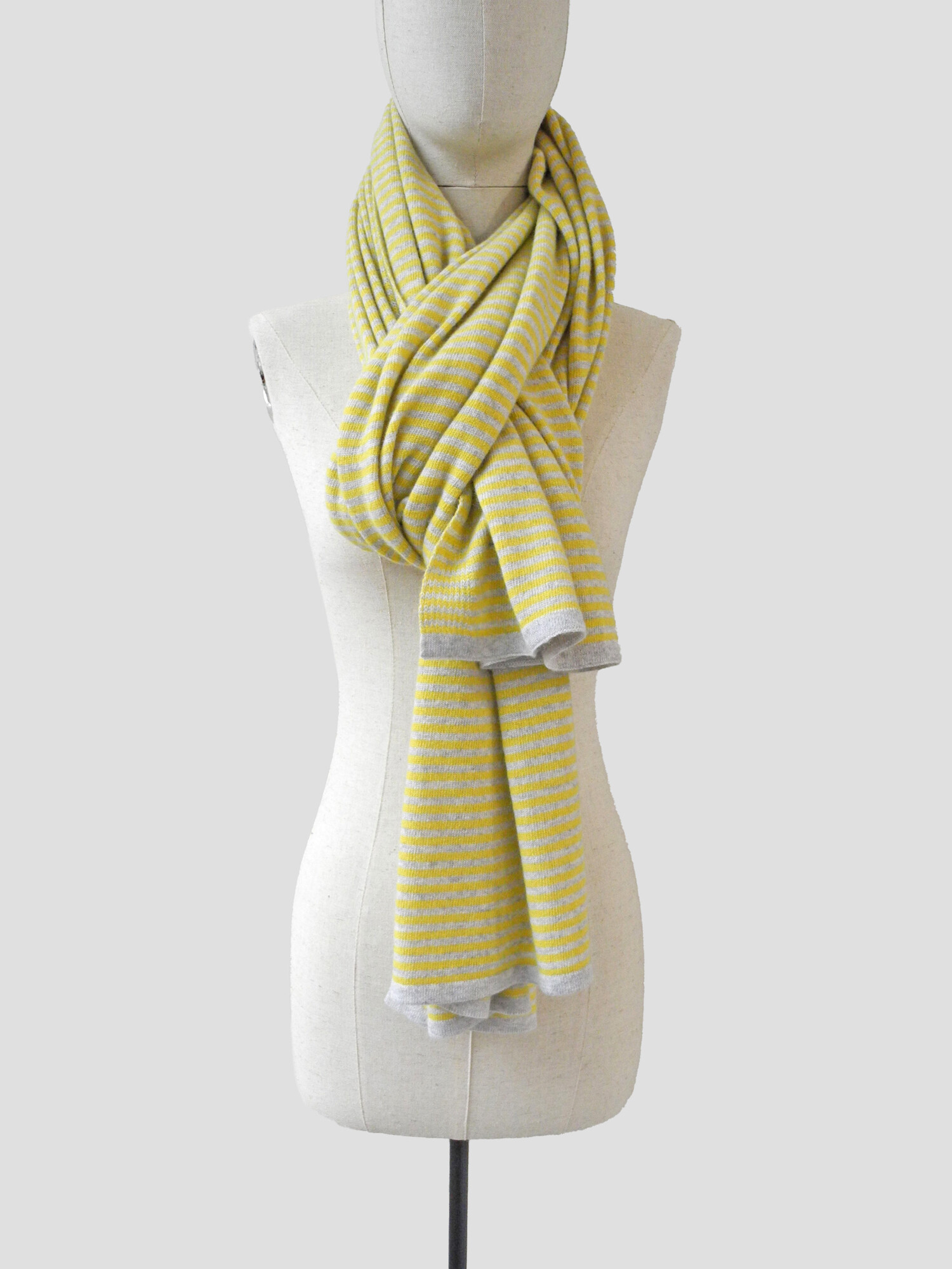 Schal Cosy Chic Stripes Leuchtendes Gelb - Perlgrau
