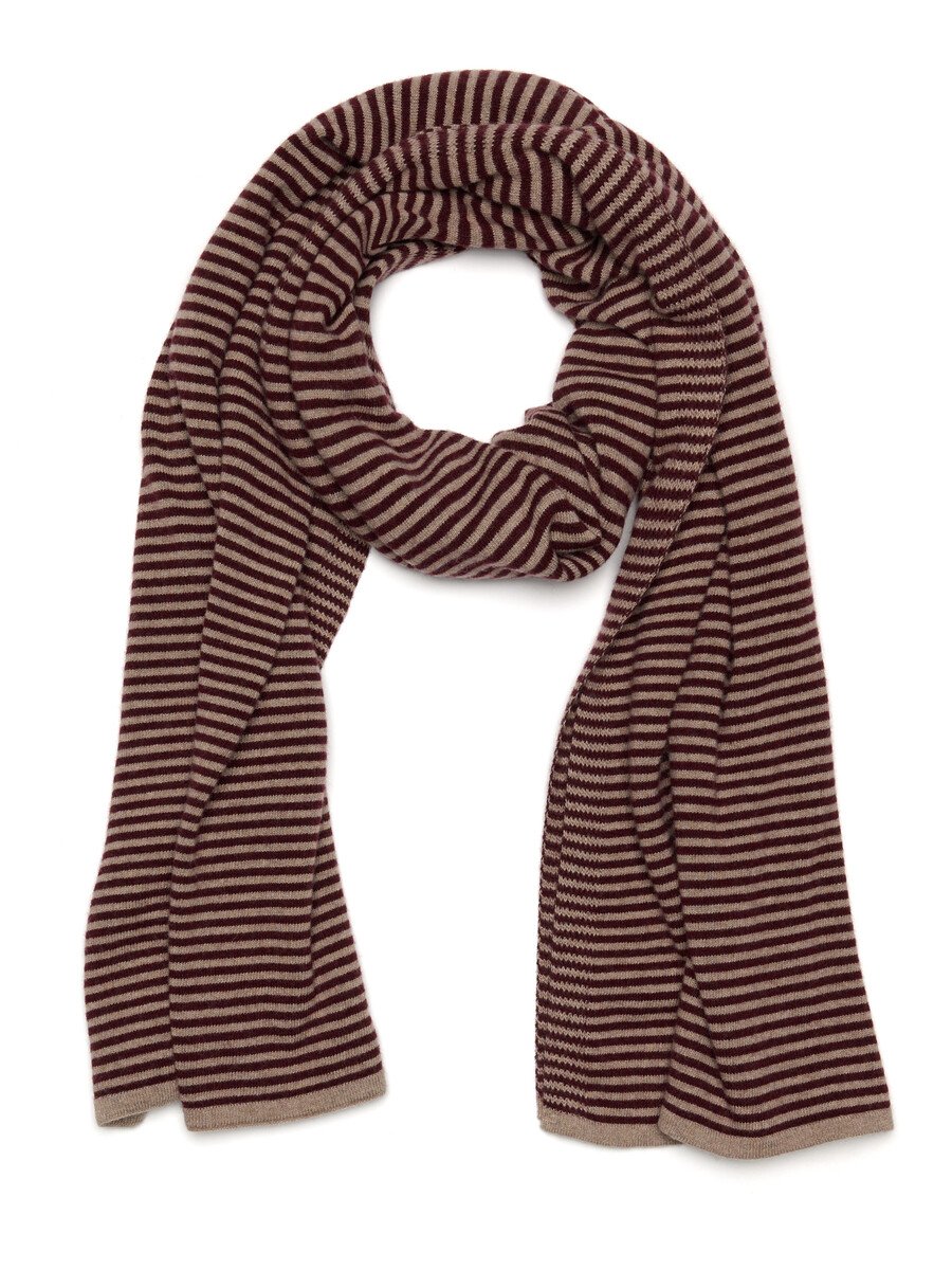 Schal Cosy Chic Stripes Burgundy - Soft Taupe