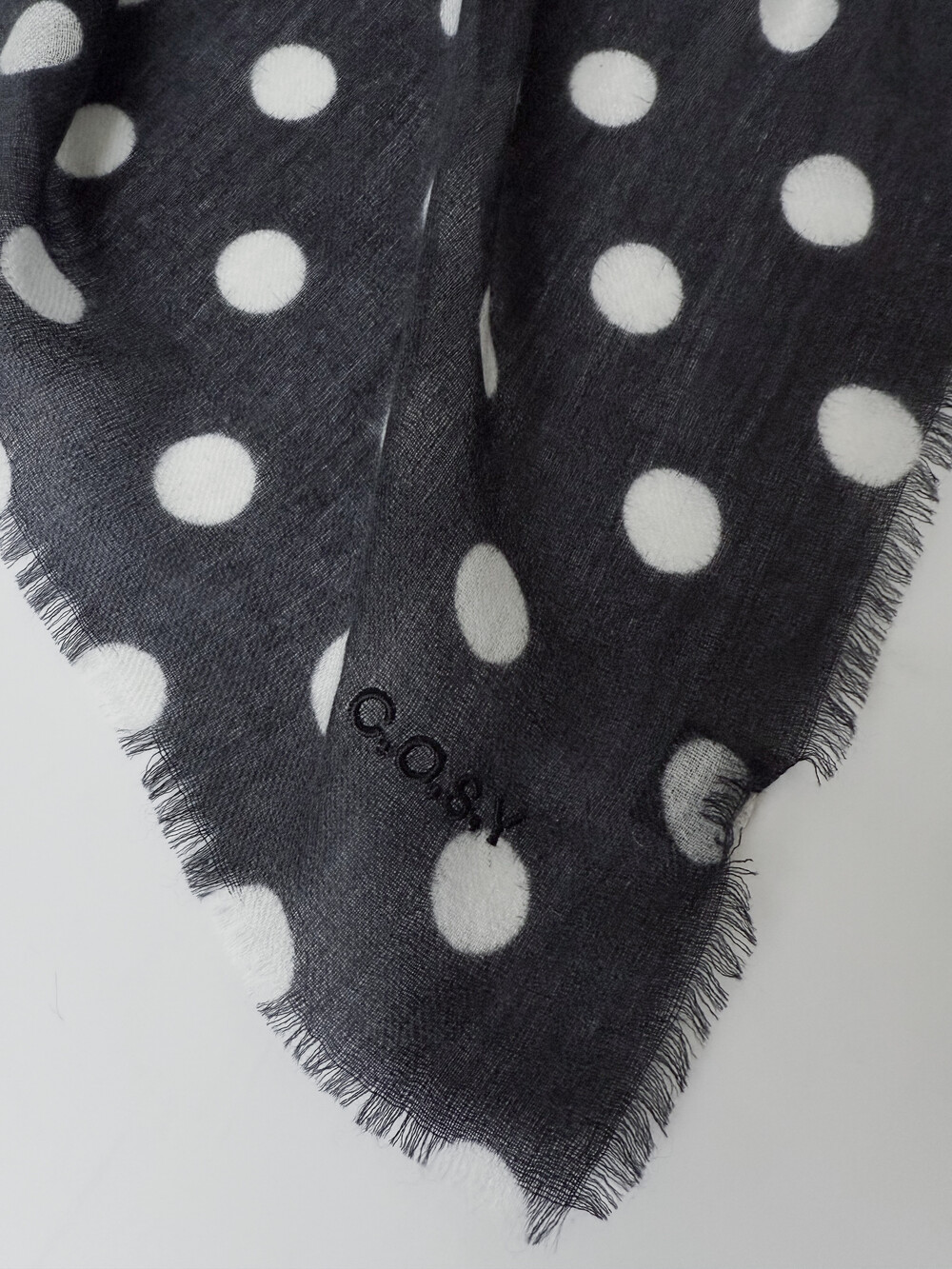 Schal 100% Kaschmir Dots Schwarz