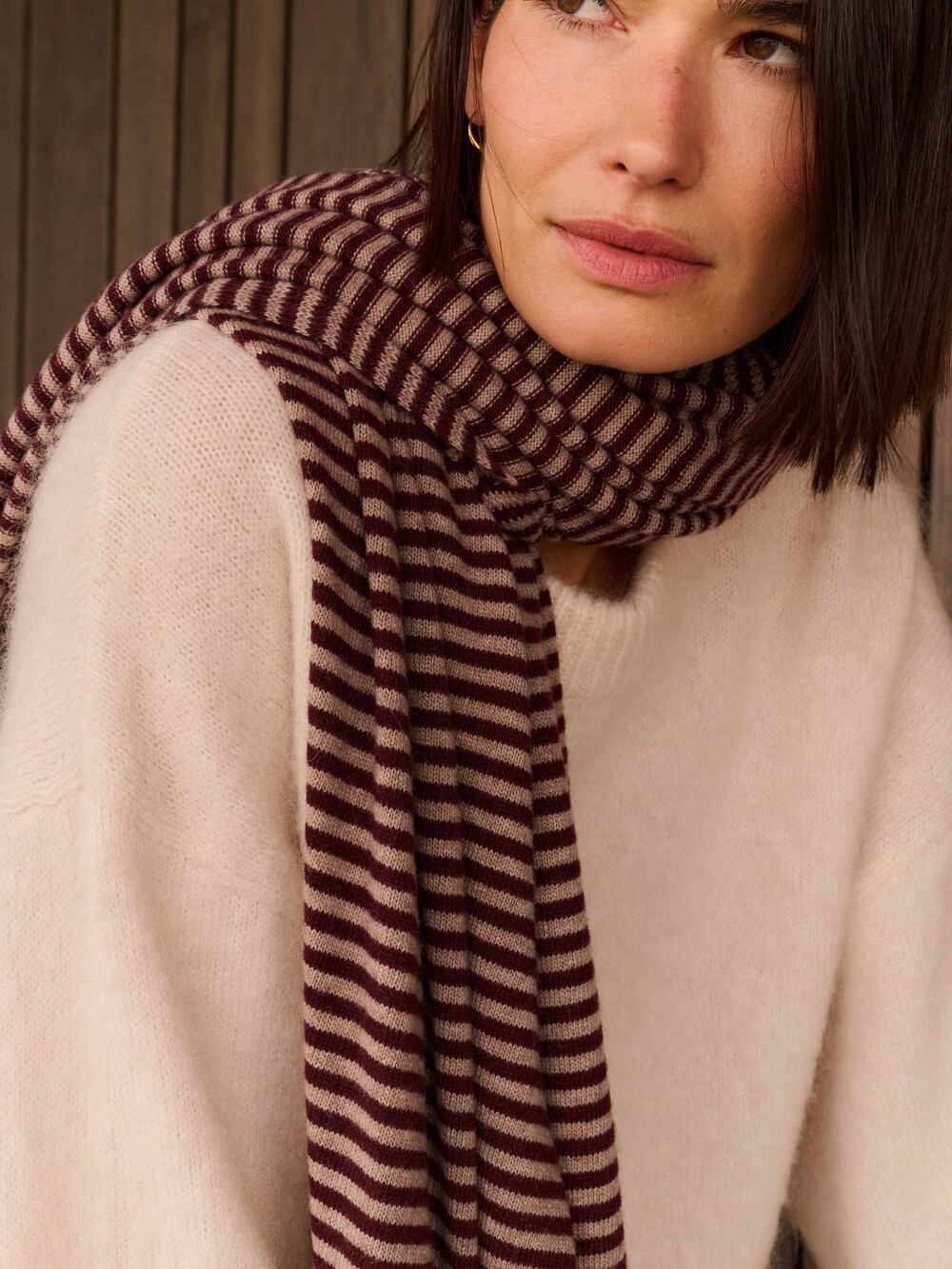 Travelwrap Cosy Chic Stripes Dark Burgundy - Soft Taupe