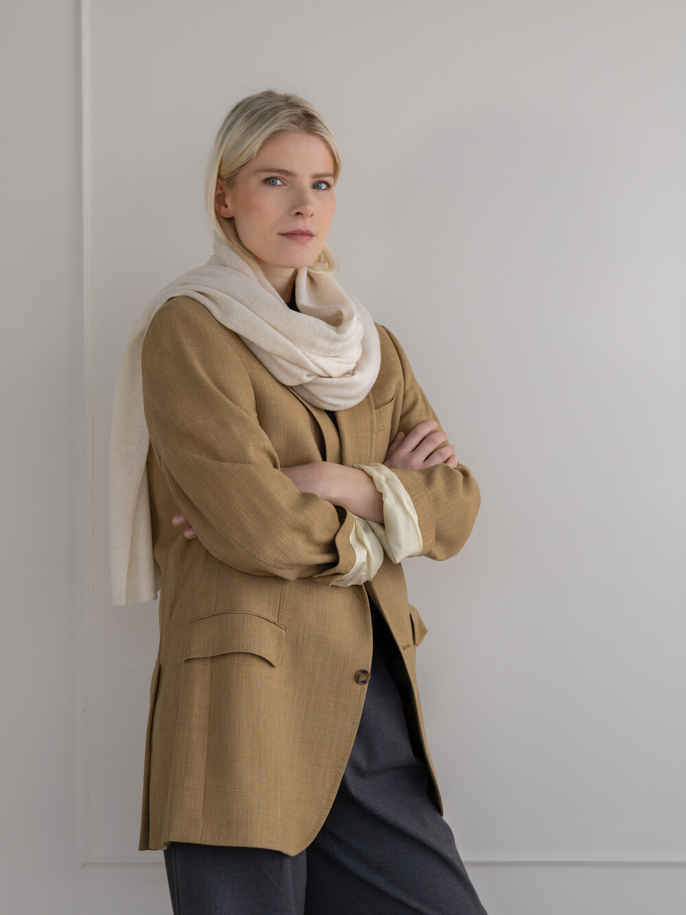 Cosy Scarf 100% Cashmere Beige Melee