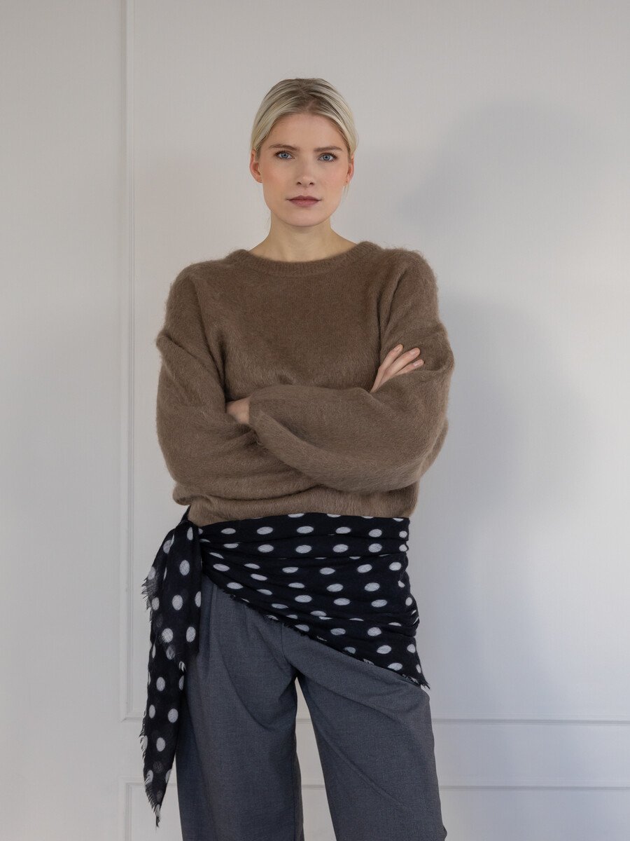 Sjaal 100% Cashmere Dots Black