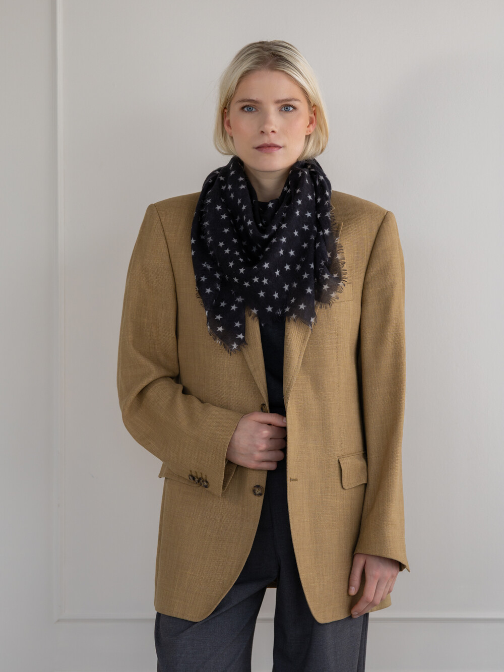 Sjaal 100% Cashmere Stars Black