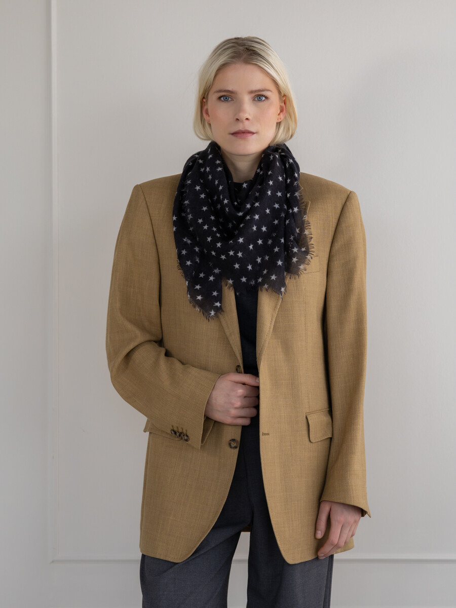 Scarf 100% Cashmere Stars Black
