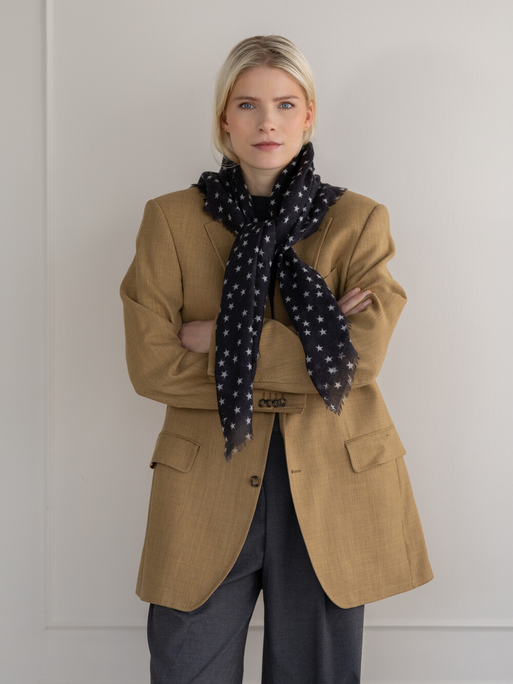 Scarf 100% Cashmere Stars Black