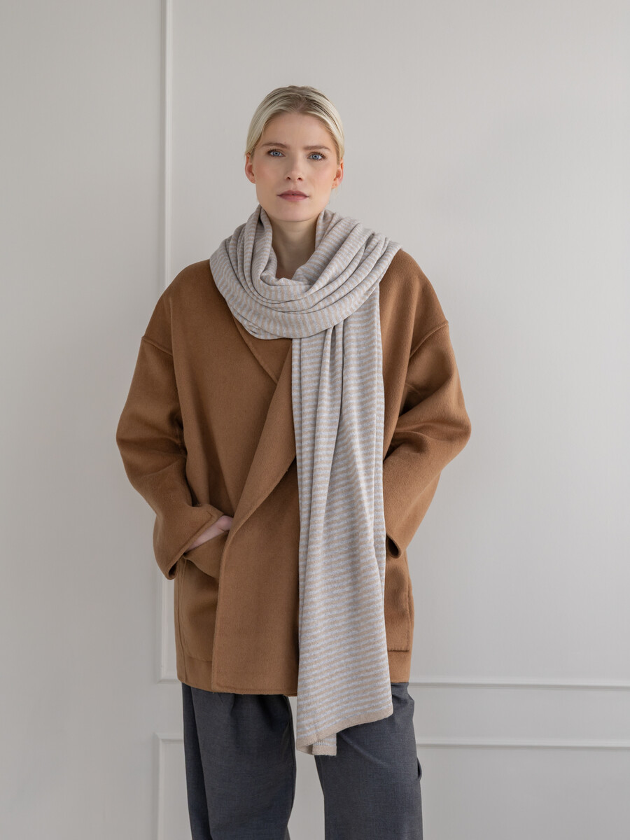C.O.S.Y by SjaalMania Sjaal Cosy Chic Stripes Pearl Grey / Sand