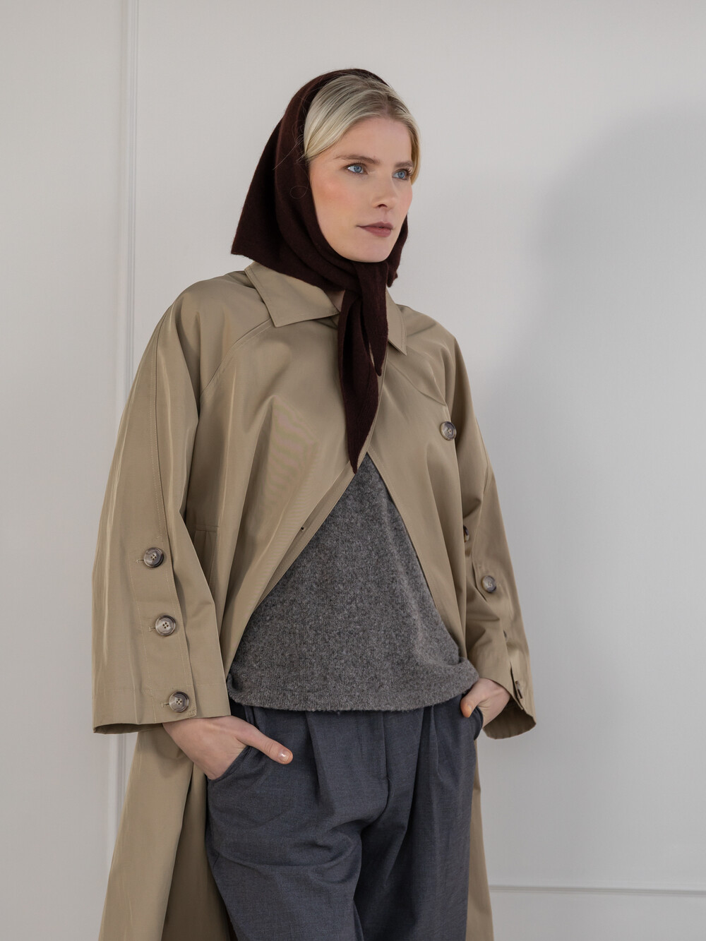 Sjaal Cosy Triangle Small Hickory