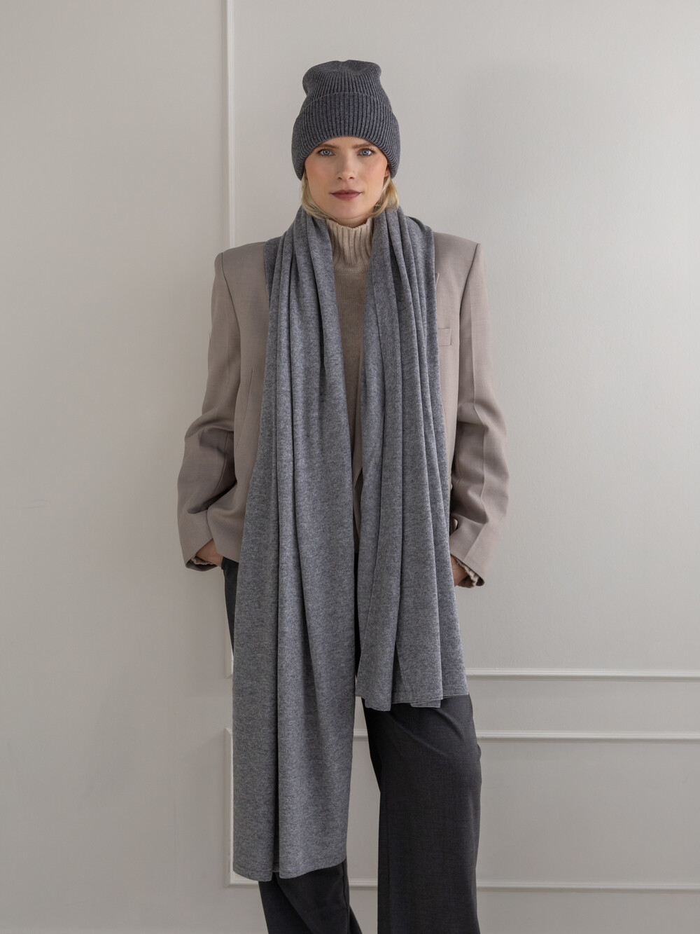 Cosy Beanie Mittelgrau Melee