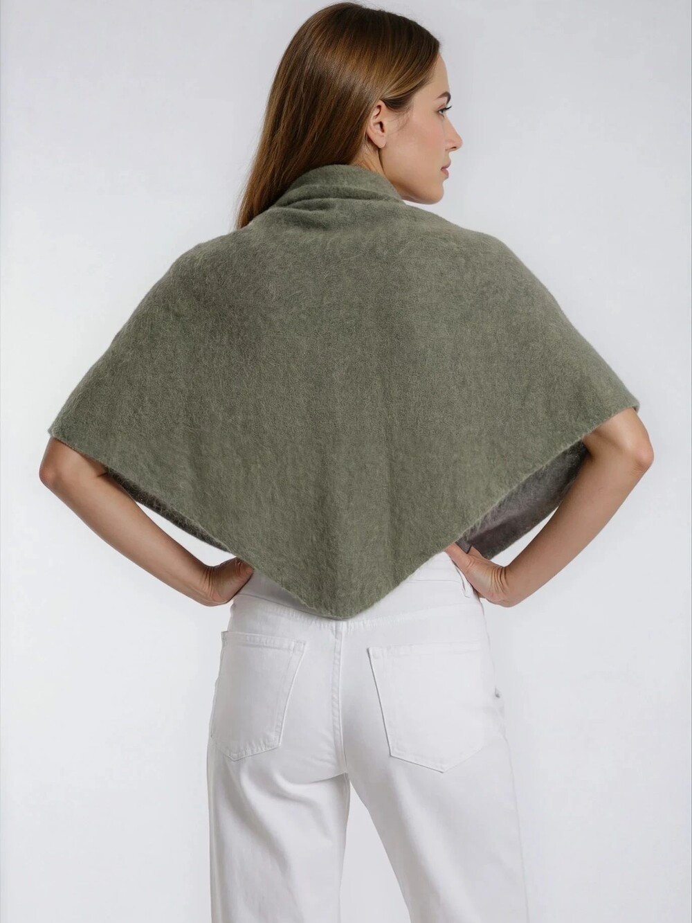 Cosy Triangle 100% Brushed Cashmere Olive