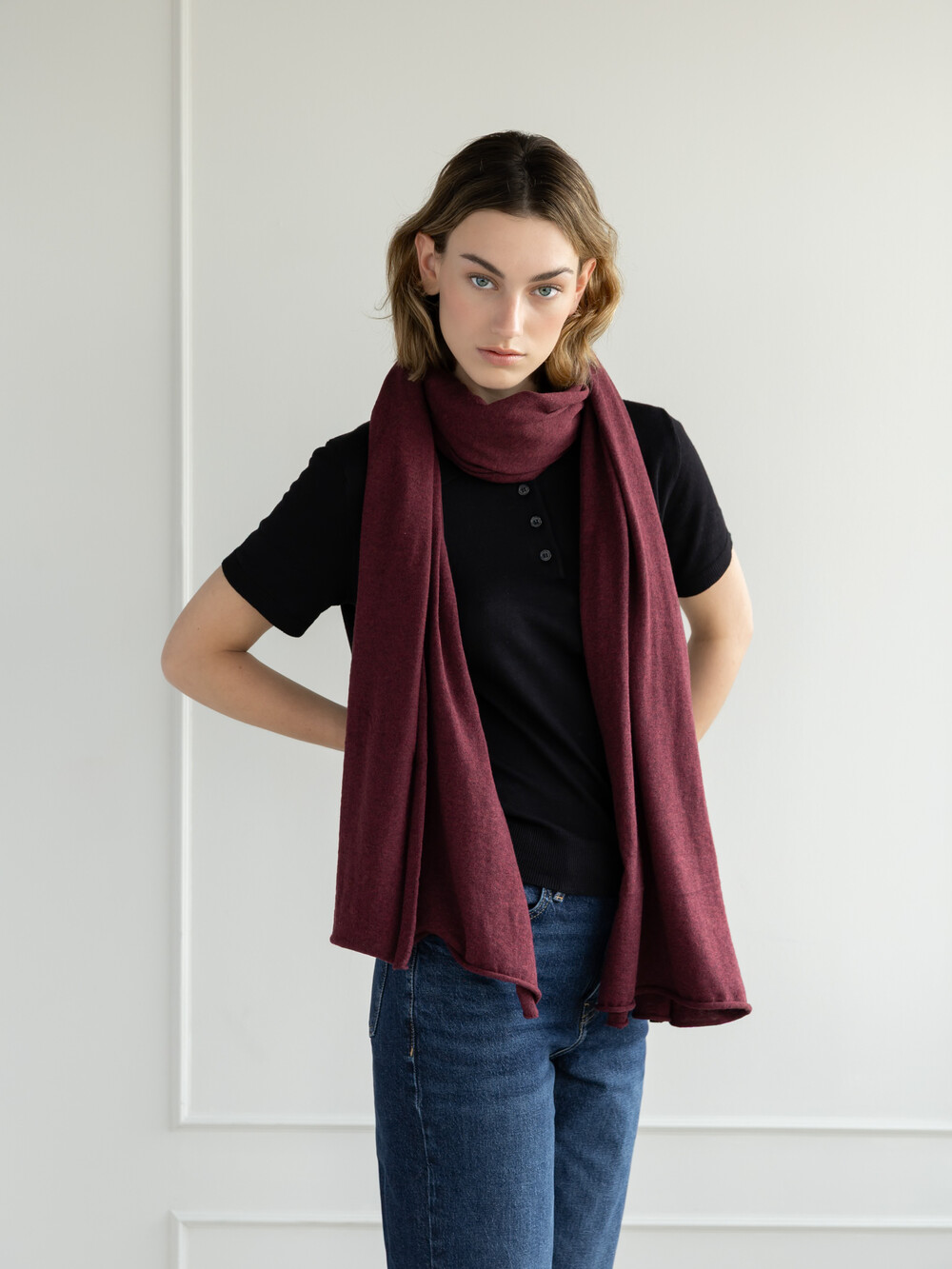 Scarf Cosy Jersey Burgundy Melange