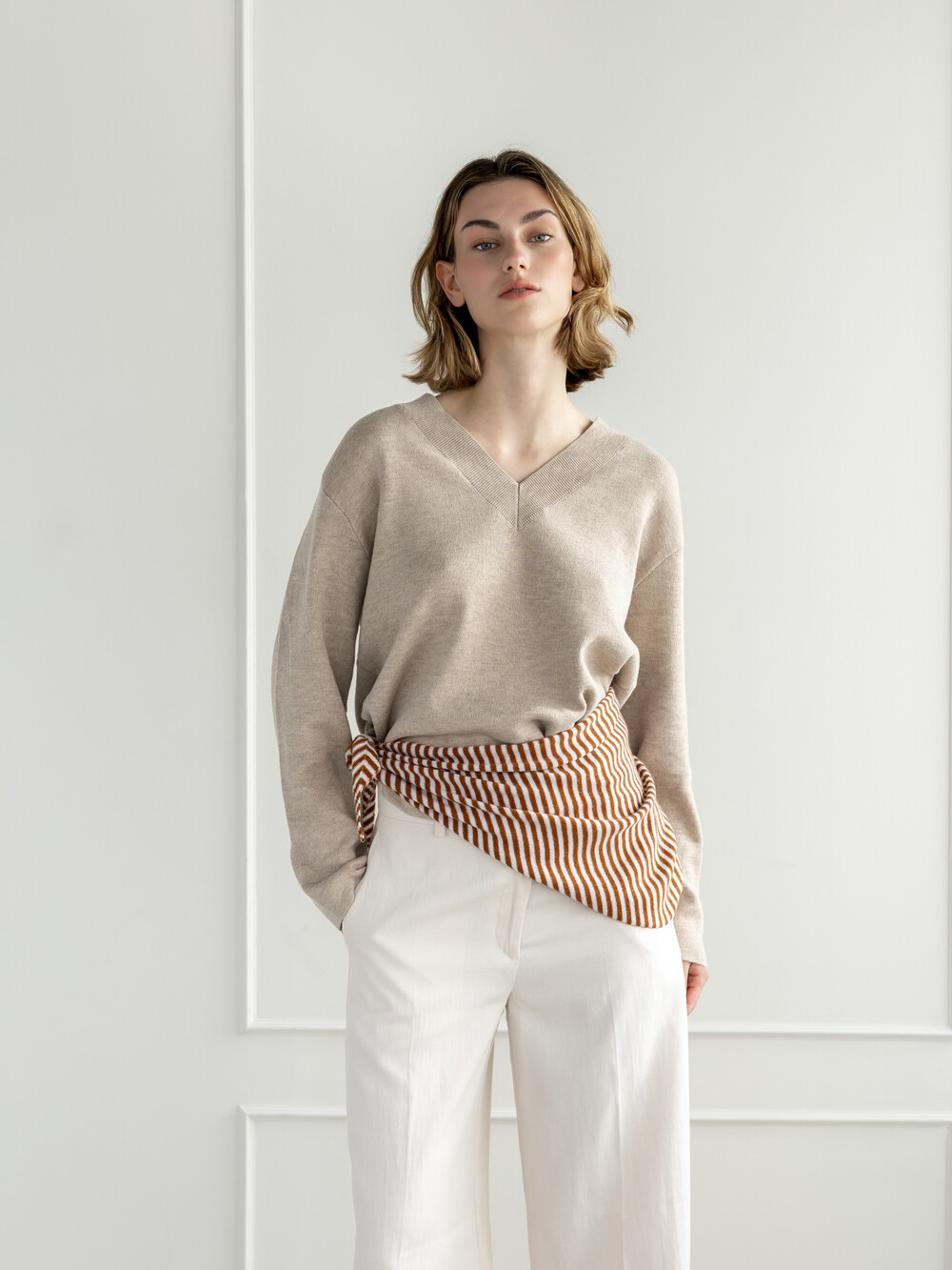 Schal Cosy Triangle Small Shale/Maritime White