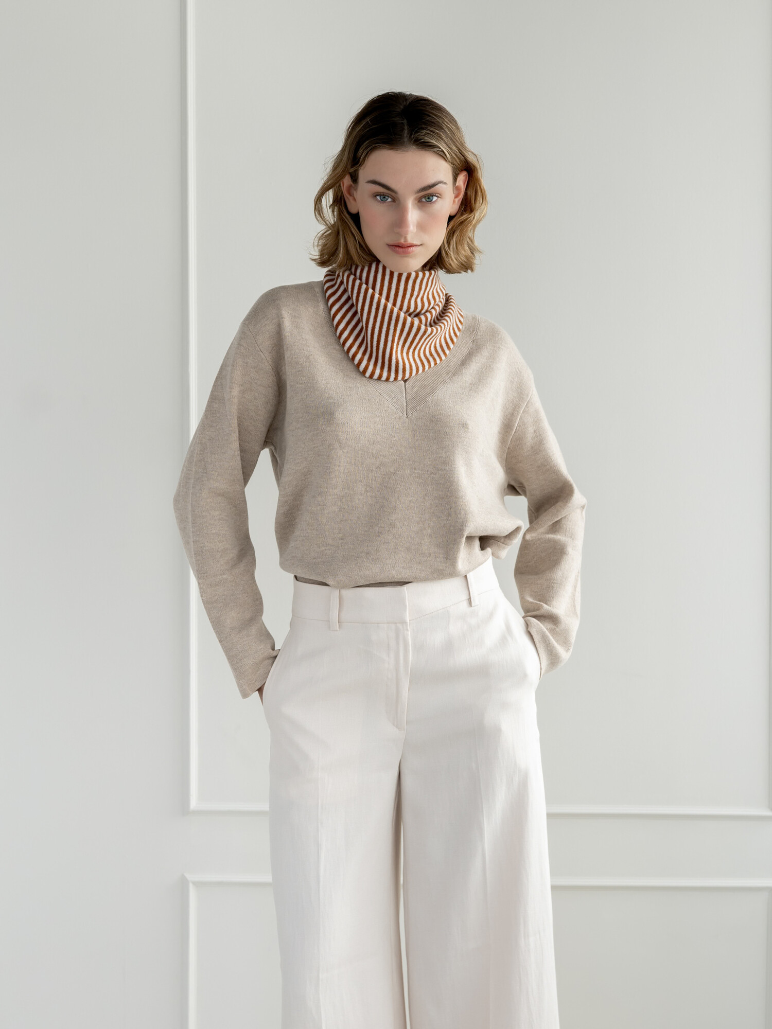 Schal Cosy Triangle Small Shale/Maritime White