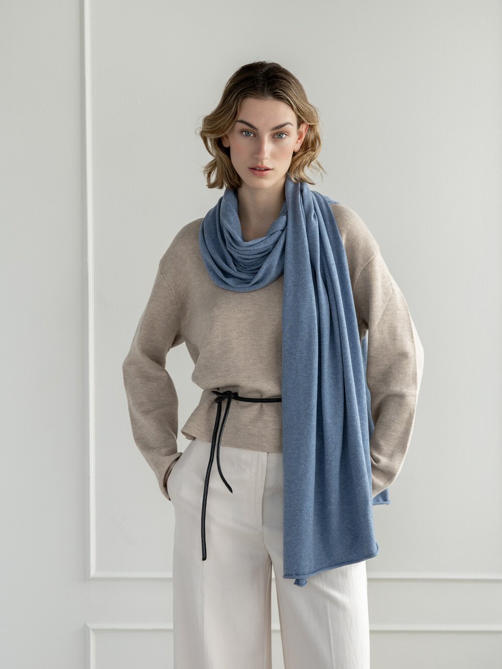 Sjaal Cosy Jersey Mid Blue Melange