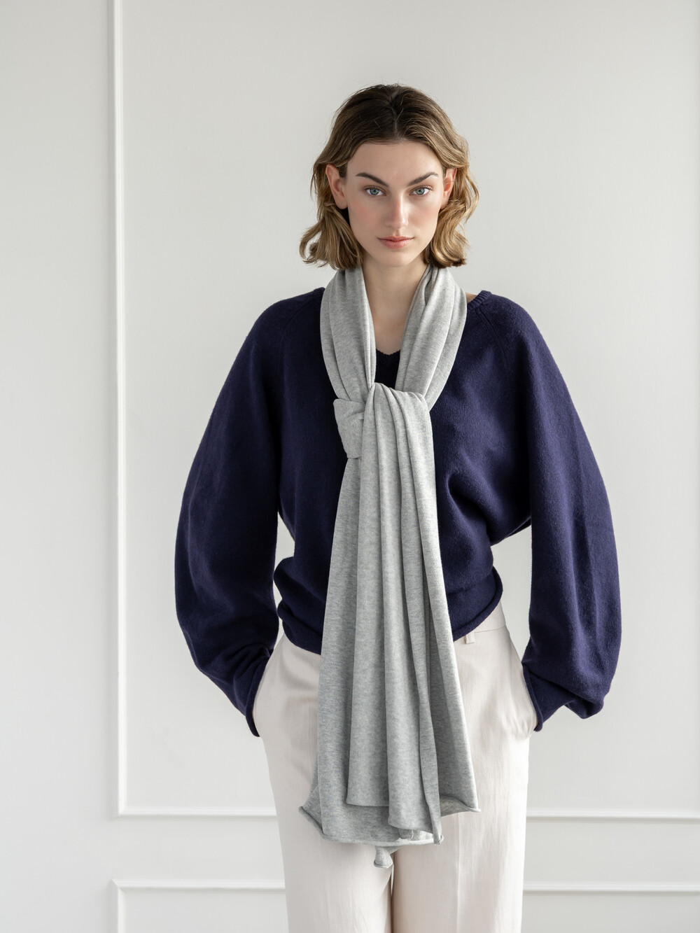 Sjaal Cosy Jersey Light Grey Melange