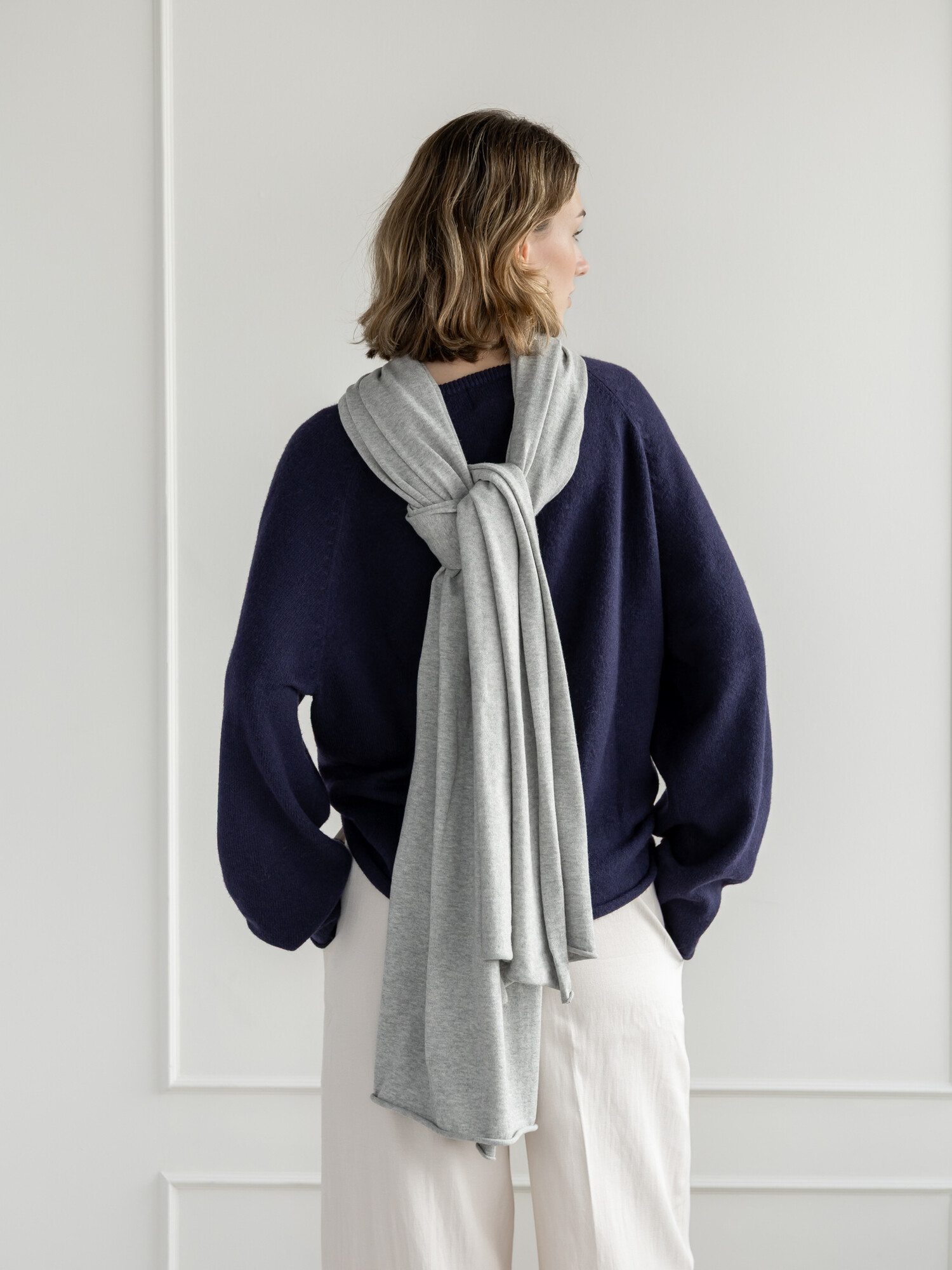 Scarf Cosy Jersey Light Grey Melange