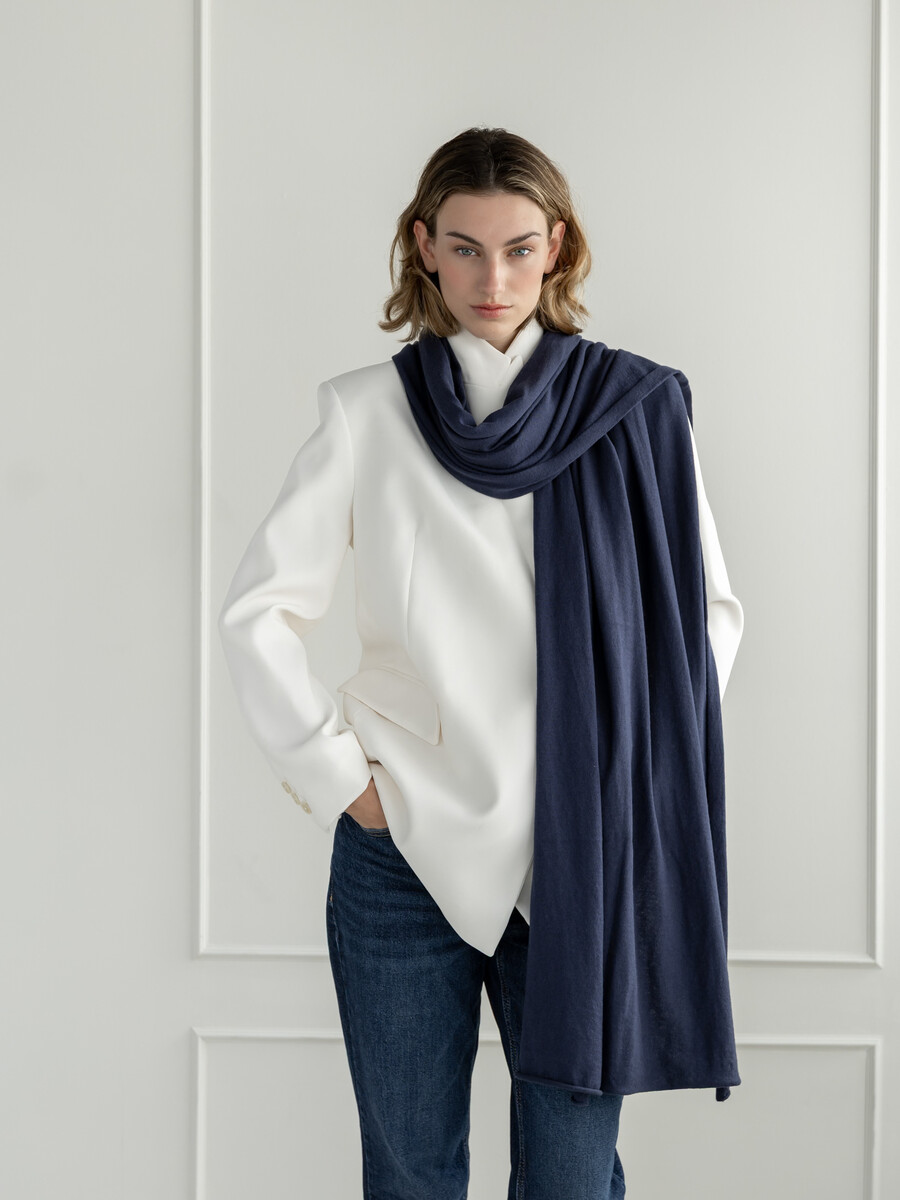Scarf Cosy Jersey Navy Melange