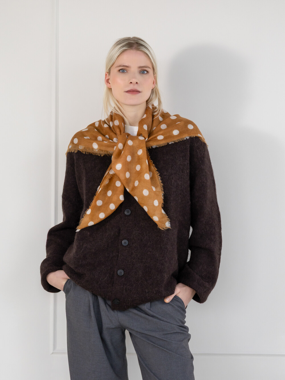 Schal Cosy 100% Kaschmir Dots Biscuit