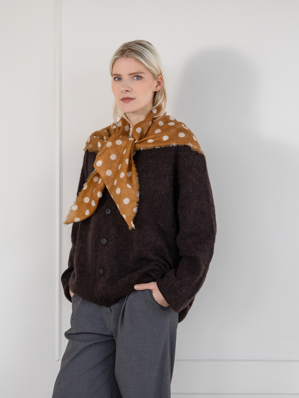 Schal Cosy 100% Kaschmir Dots Biscuit