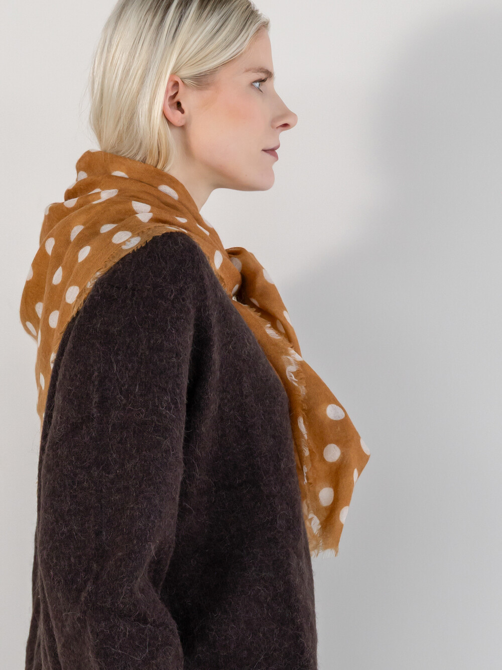 Schal Cosy 100% Kaschmir Dots Biscuit