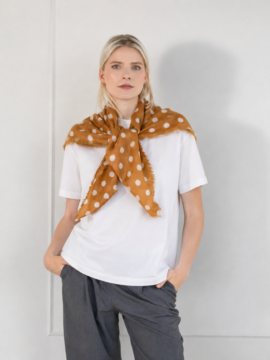 Sjaal 100% cashmere Dots Biscuit