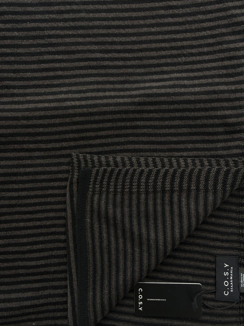 Sjaal Cosy Chic Stripes Chocolate - Solid Black