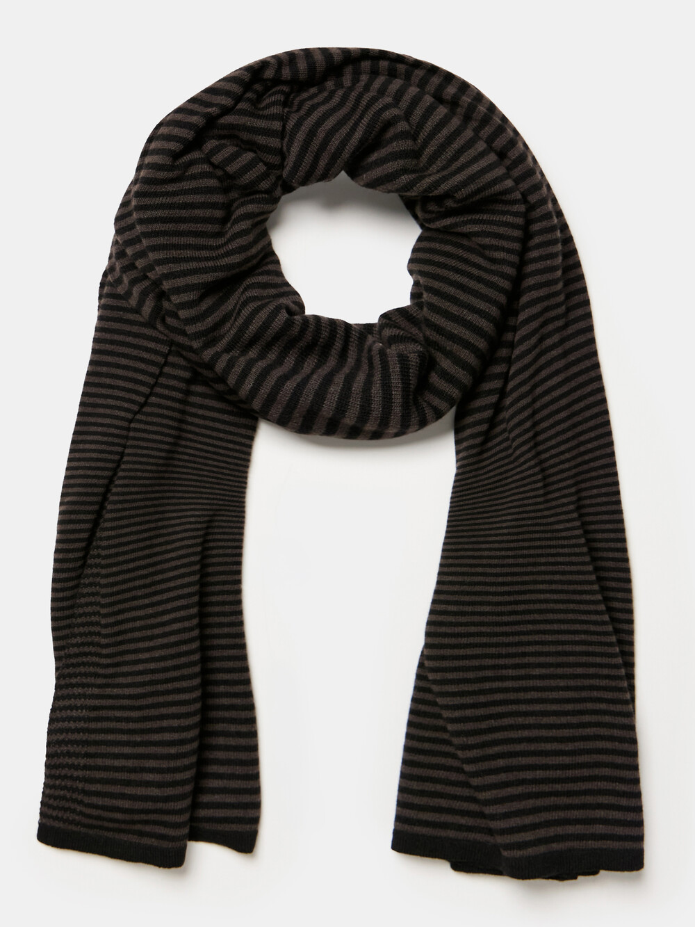 Sjaal Cosy Chic Stripes Chocolate - Solid Black