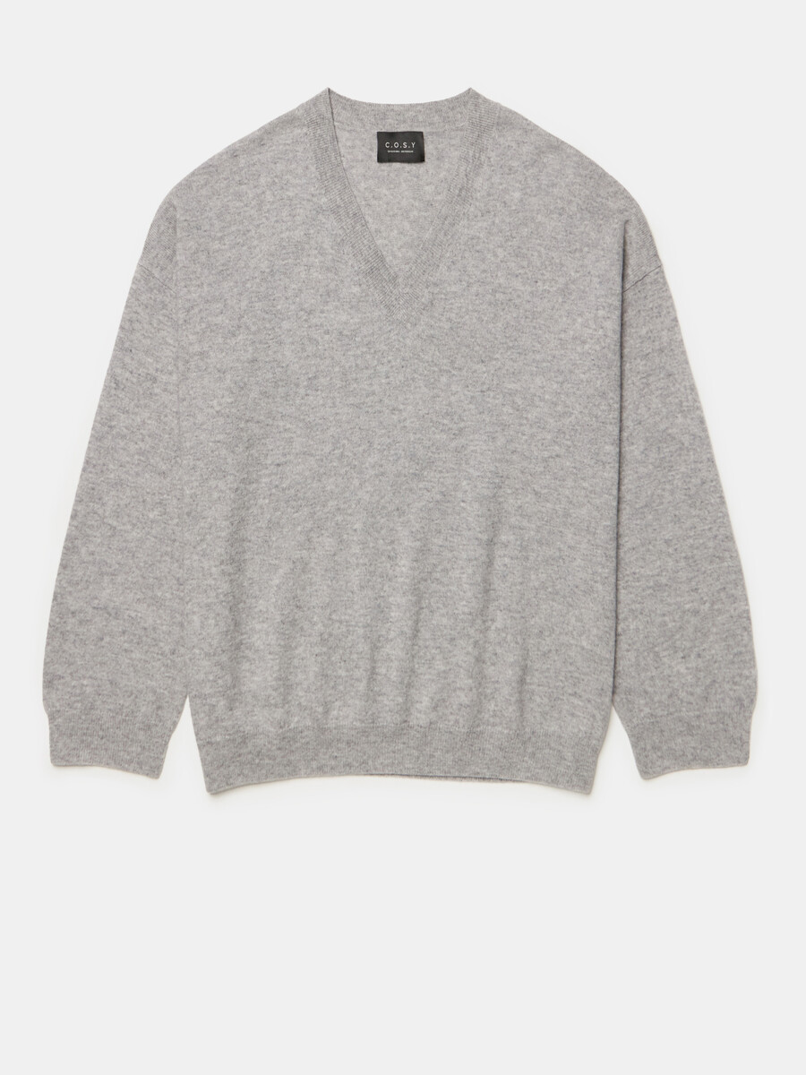 Cosy V-Neck Stone Grey