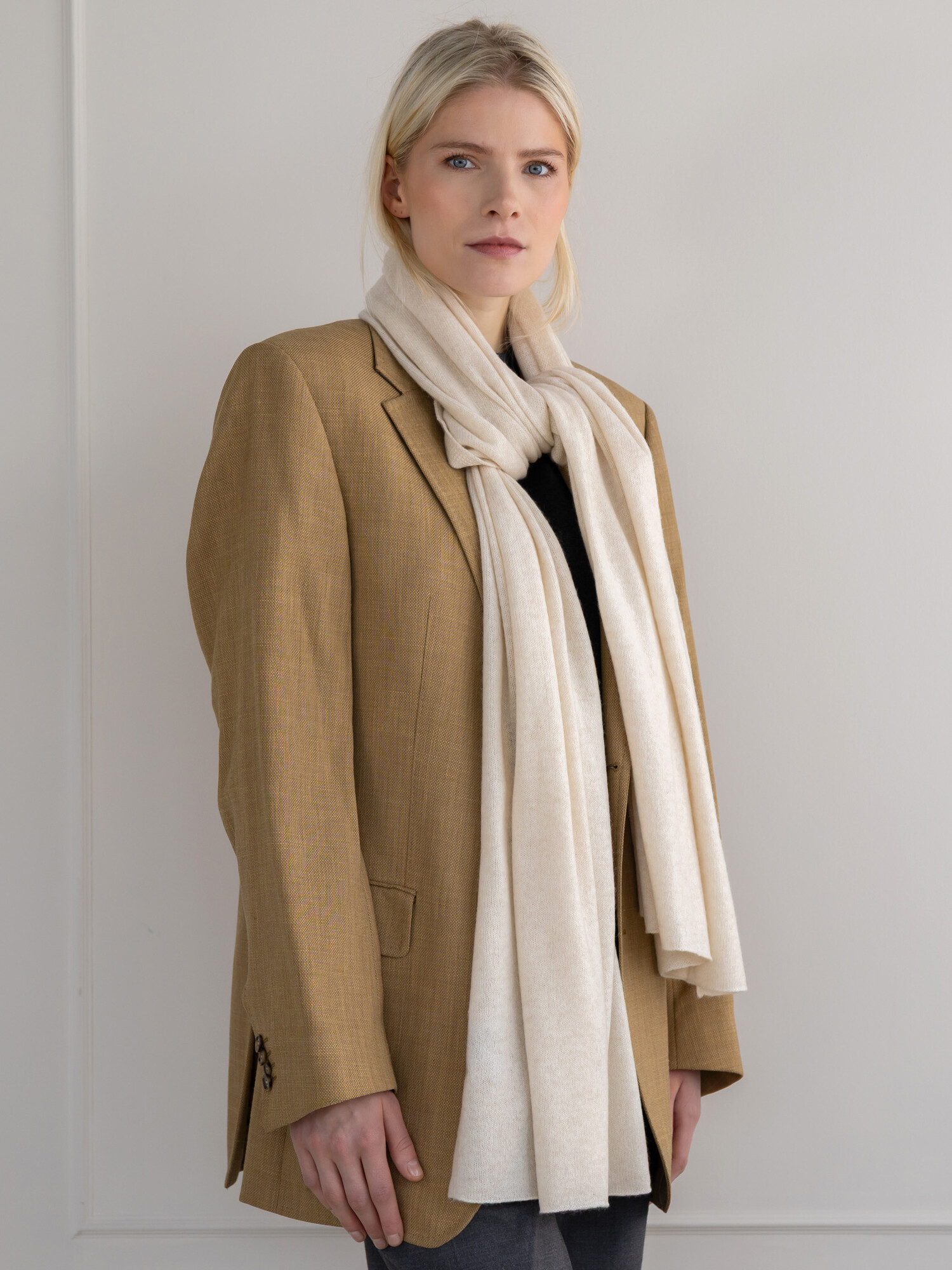 Cosy Scarf 100% Cashmere Beige Melee
