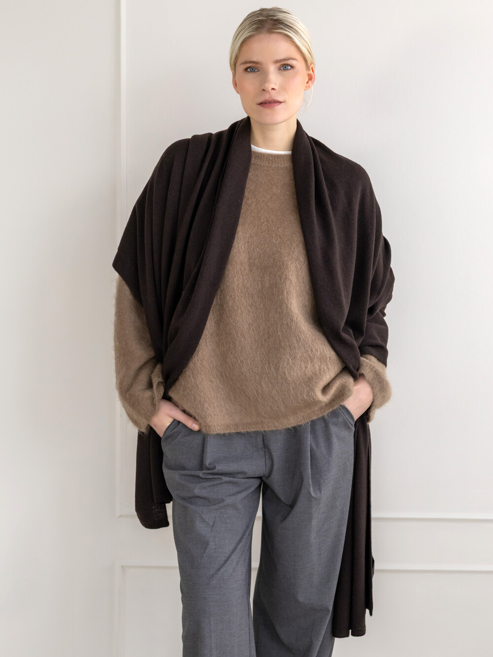 Sjaal SjaalMania Cosy Chic Dark Brown