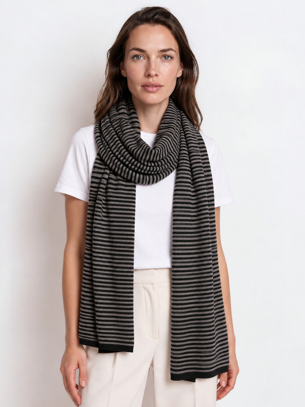 Schal Cosy Chic Stripes Solid Black  - Solid Grey