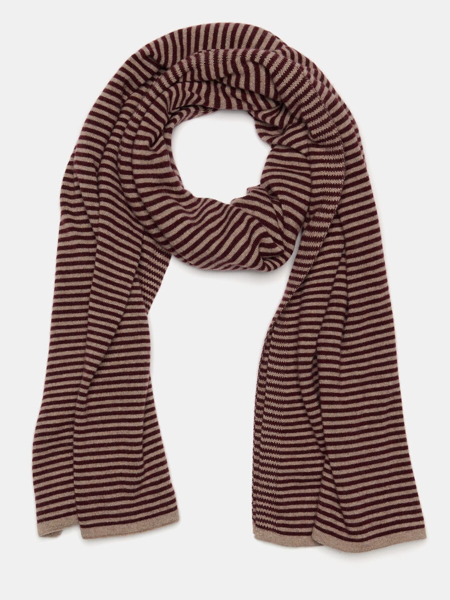 Sjaal Cosy Chic Stripes Dark Burgundy - Soft Taupe