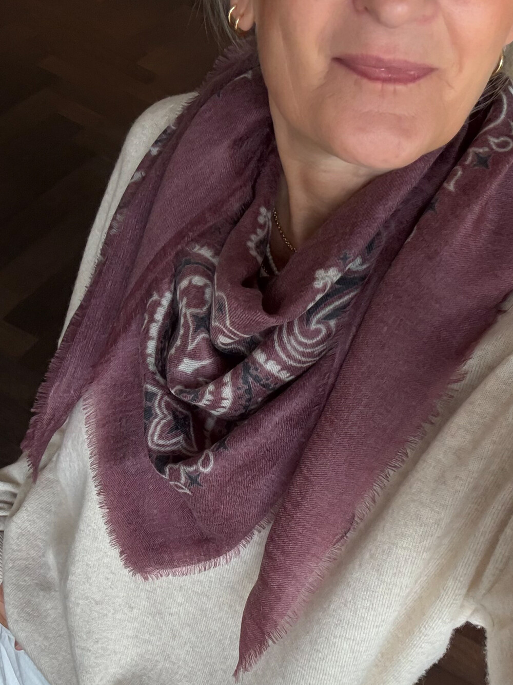 Sjaal Cosy 100% Cashmere Bandana Syrah