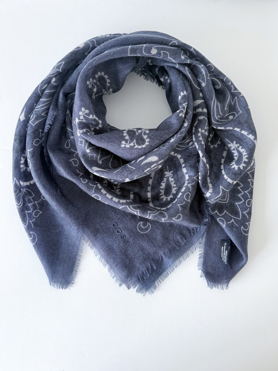 Sjaal Cosy 100% Cashmere Bandana Blue Indigo