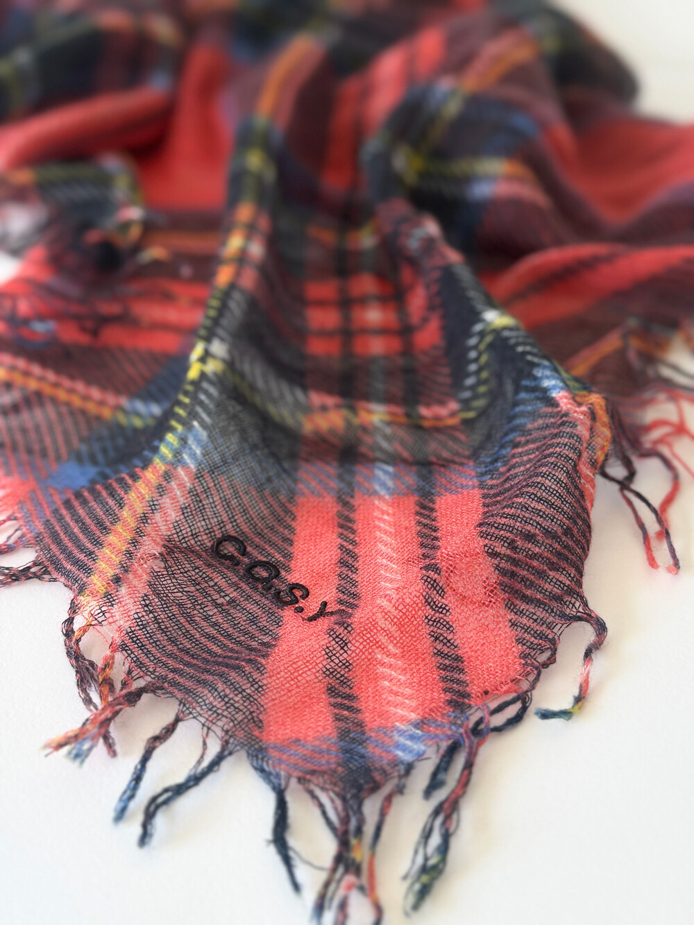 Scarf Cosy Cashmy Fiery Red Tartan