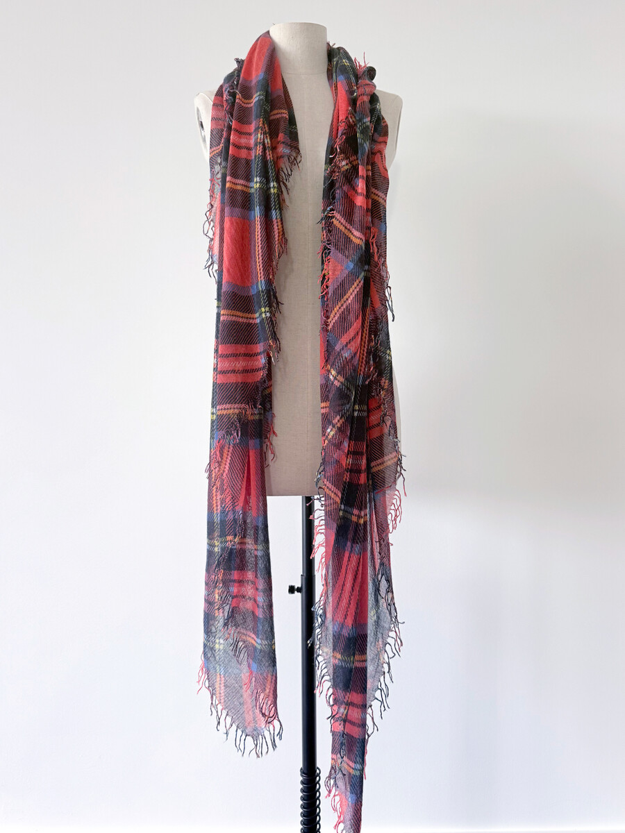 Scarf Cosy Cashmy Fiery Red Tartan