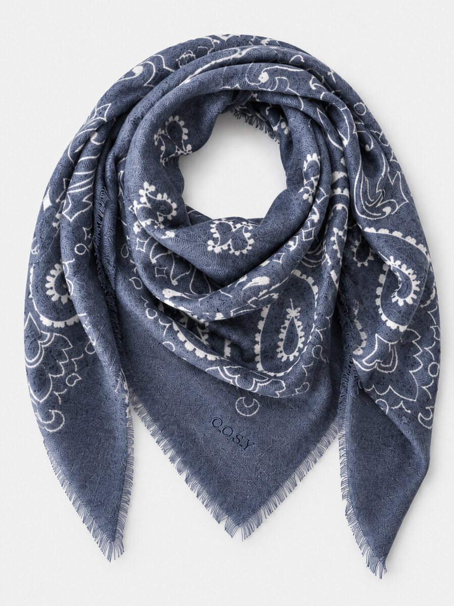 Scarf Cosy 100% Cashmere Bandana Blue Indigo