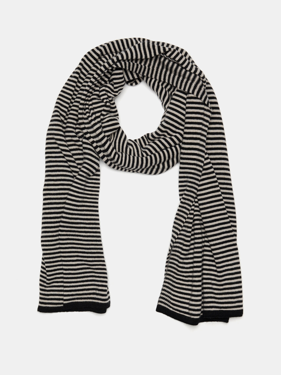 Sjaal Cosy Chic Stripes Solid Black - Light Sand