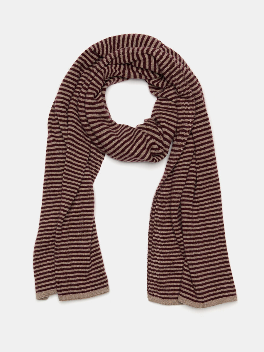 Schal Cosy Chic Stripes Dark Burgundy - Soft Taupe