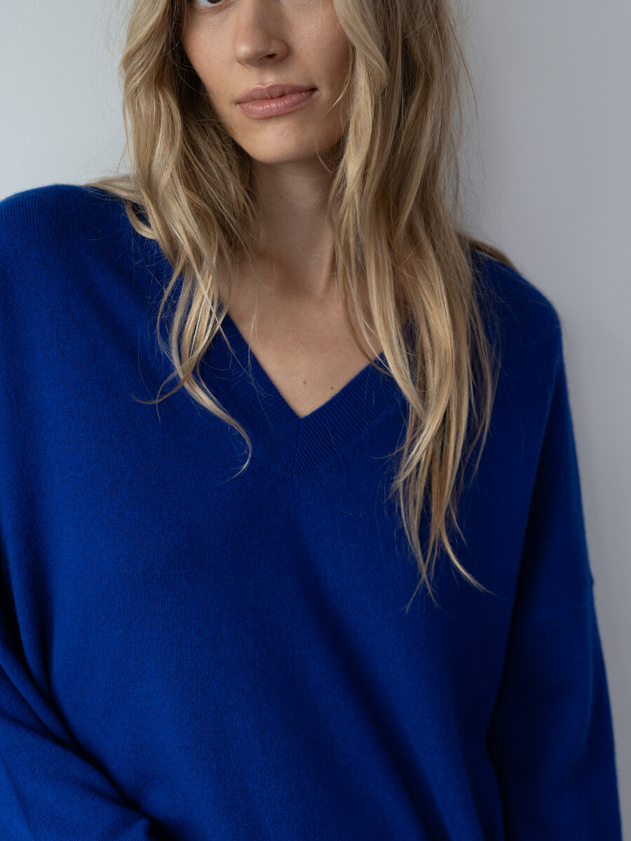 Cosy V-Neck Berlin Blue