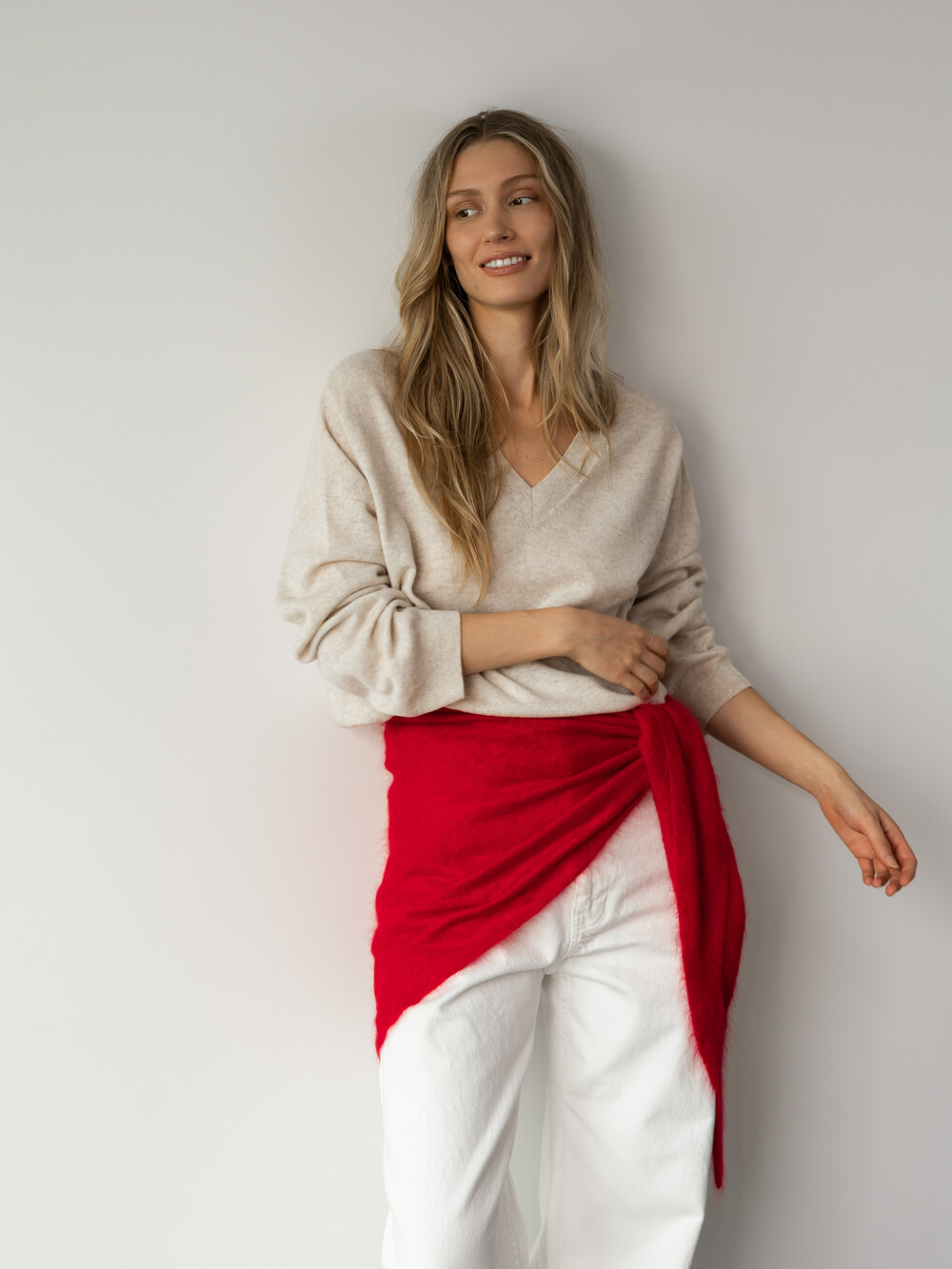Cosy Triangle 100% Brushed Cashmere Rouge