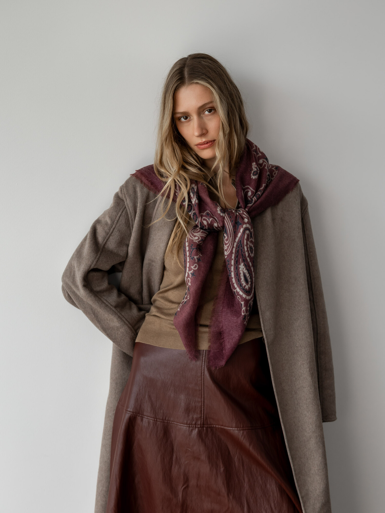 Sjaal Cosy 100% Cashmere Bandana Syrah