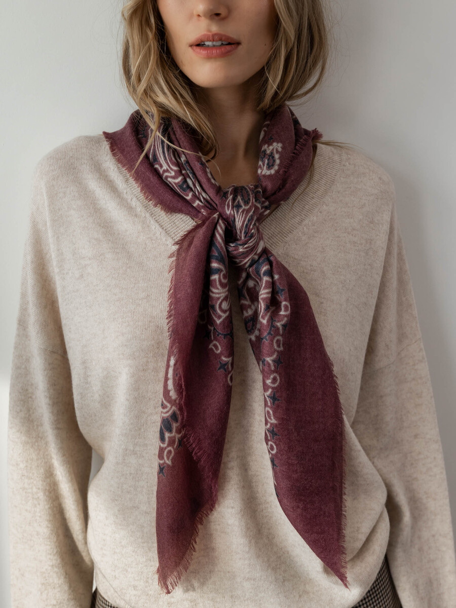 Scarf Cosy 100% Cashmere Bandana Syrah