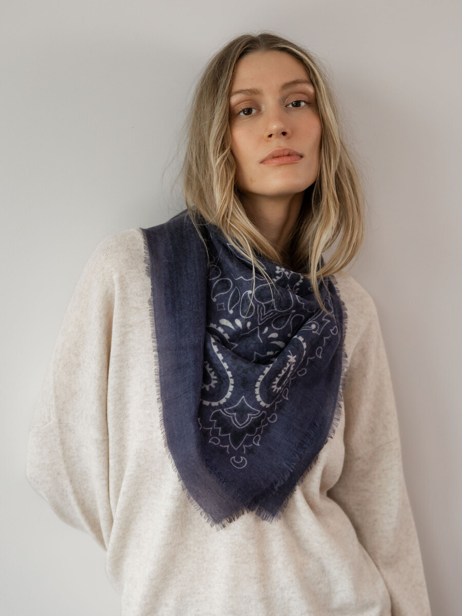 Schal Cosy 100% Cashmere Bandana Blue Indigo